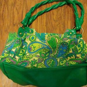 Green and purple paisley purse